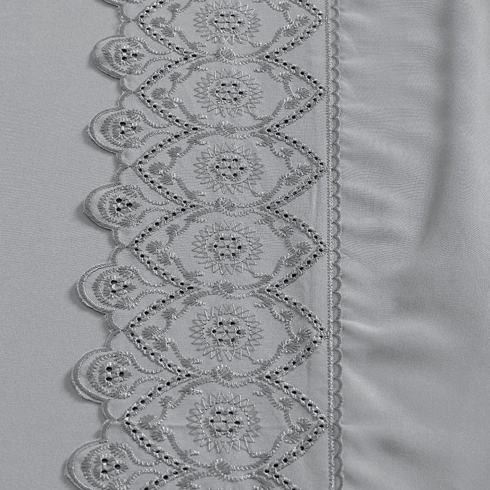 Jogo Cama Lençol Divino Lese Queen 4 Peças Grafite 100% Poliéster - 4