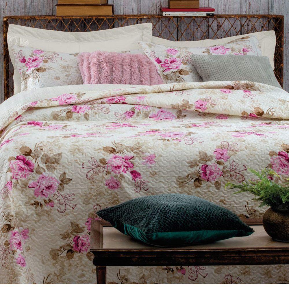 Kit Cobre Leito Colcha Queen Boutex Dupla Face Roma 100% Poliéster - 1