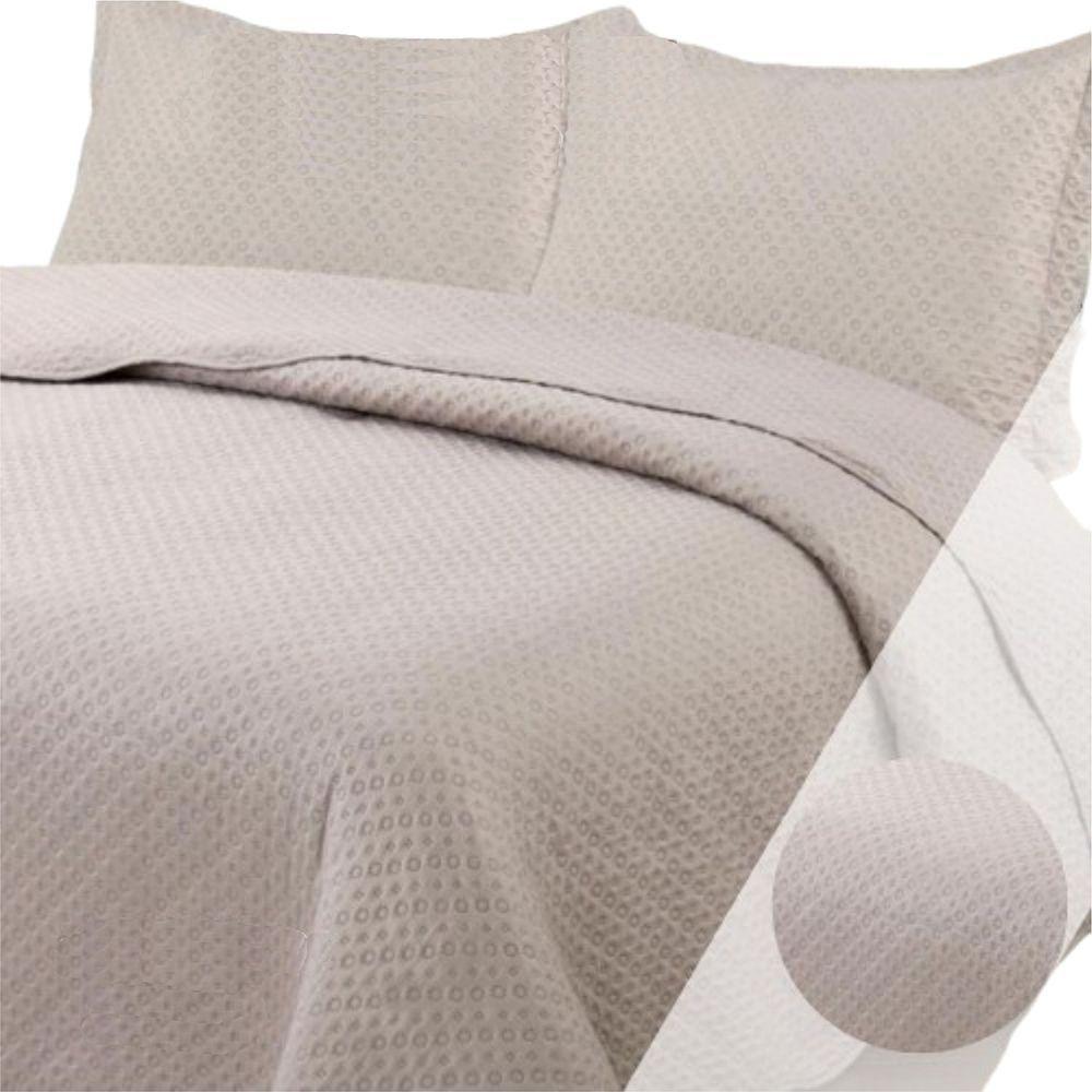 Colcha Queen Bella Dupla Face 03 Peças Cáqui 100% Poliéster - 1