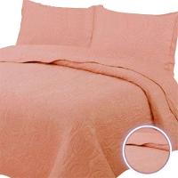 Colcha King Bella Dupla Face 03 Peças Salmão 100% Poliéster - 1