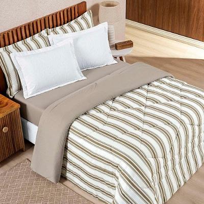 Edredom Coberdrom Estilo King Malha 100% Algodão Cáqui 100% Algodão