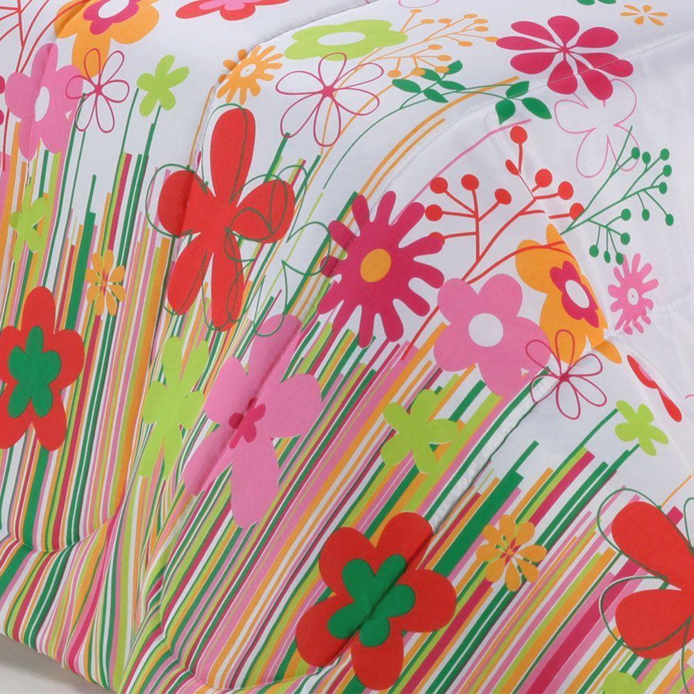 Kit Coordenado Edredom Com Lençol Solteiro Alegria Pink 100% Poliéster - 4