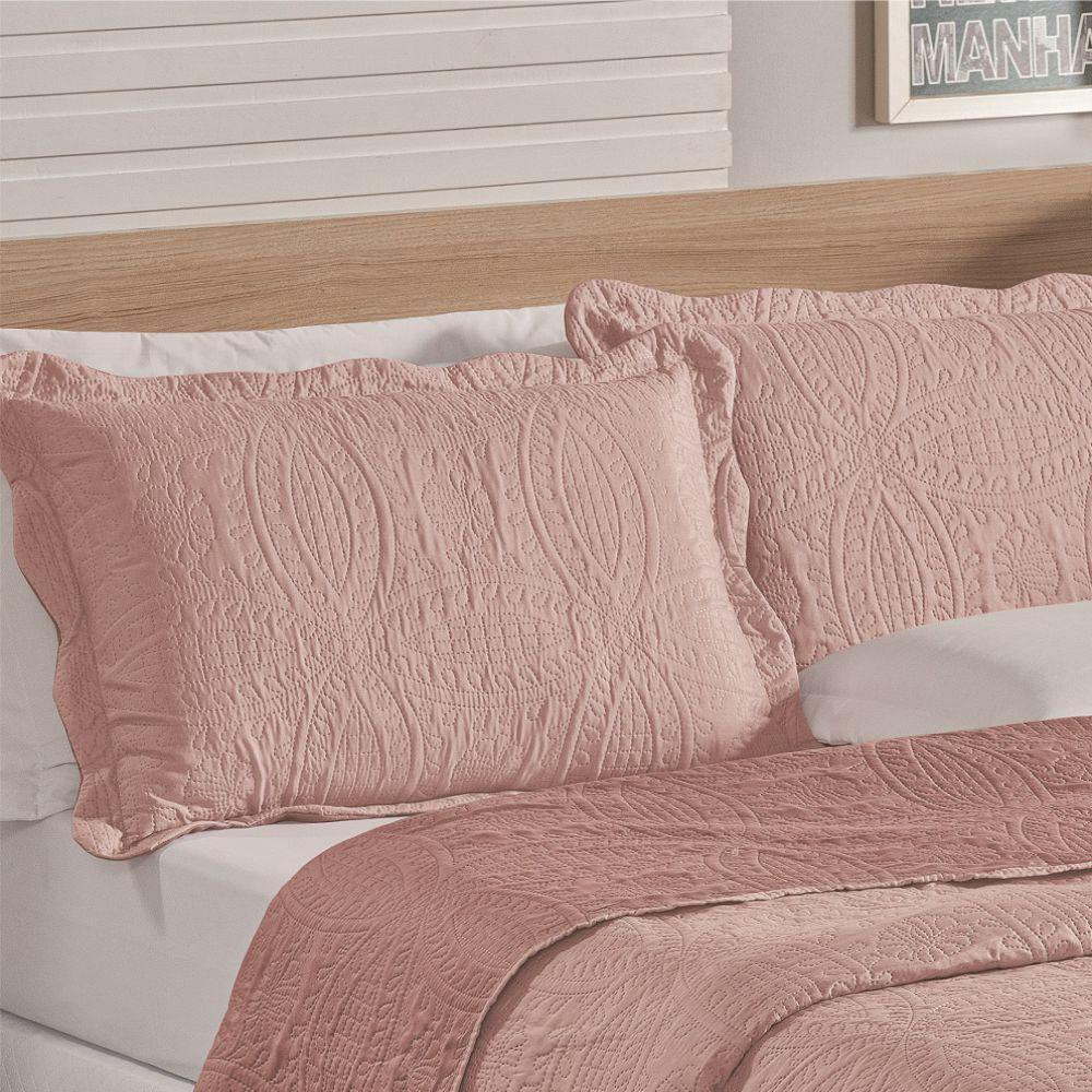 Colcha King Bella Dupla Face 03 Peças Rosê 100% Poliéster - 2