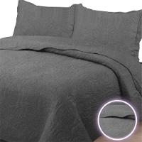 Colcha King Bella Dupla Face 03 Peças Cinza Escuro 100% Poliéster - 1