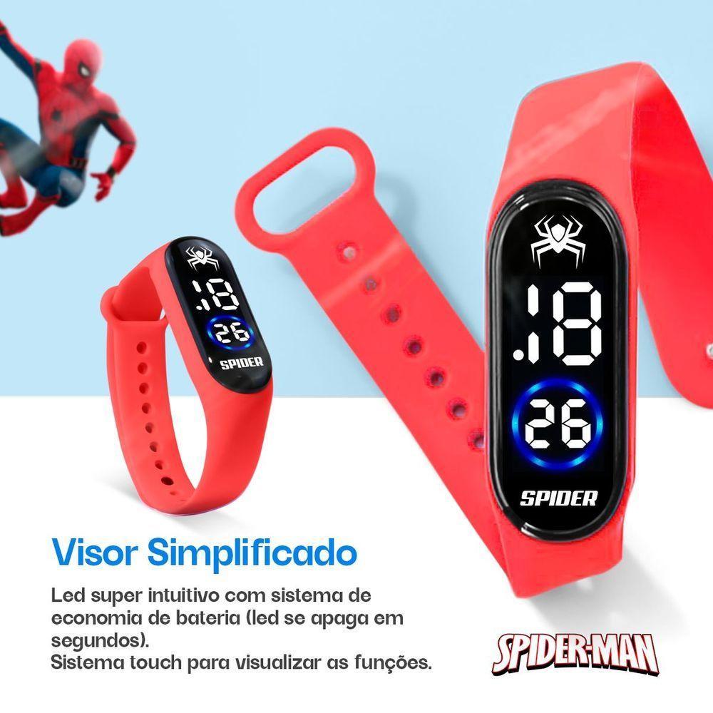 Relogio Digital Infantil Colar Aranha Oculos Sol Caixa - 2