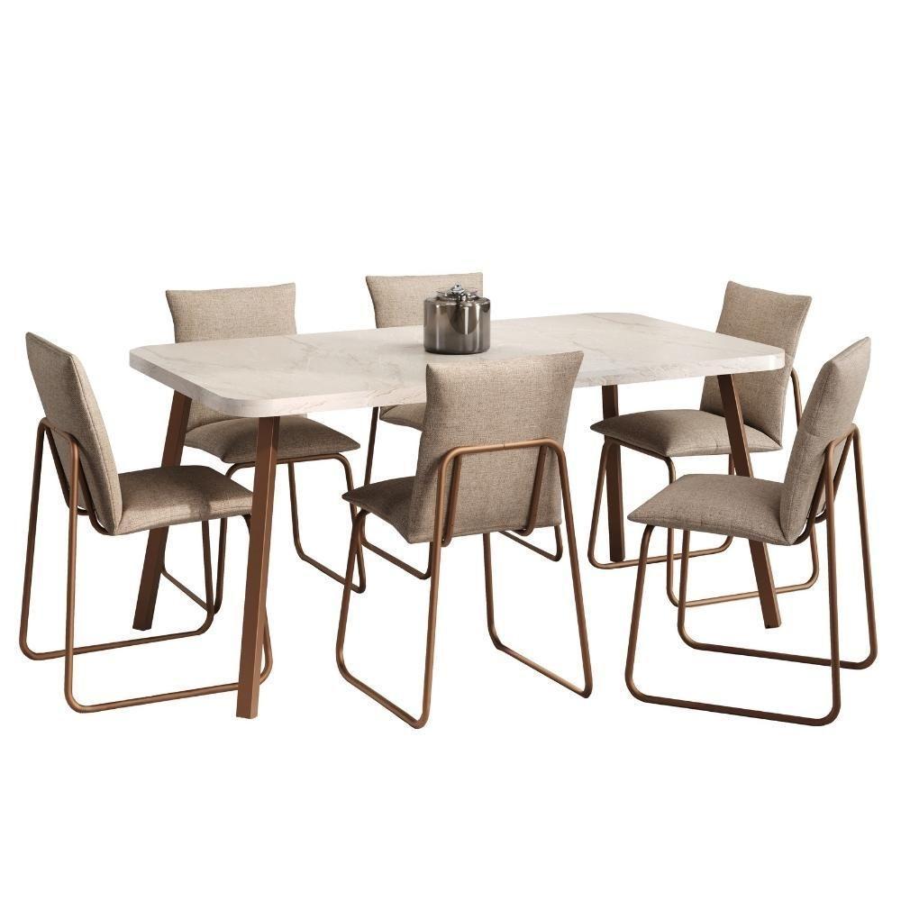 Conjunto Sala De Jantar 6 Cadeiras Di Nettuno Carraro Petra E Rosê - 8