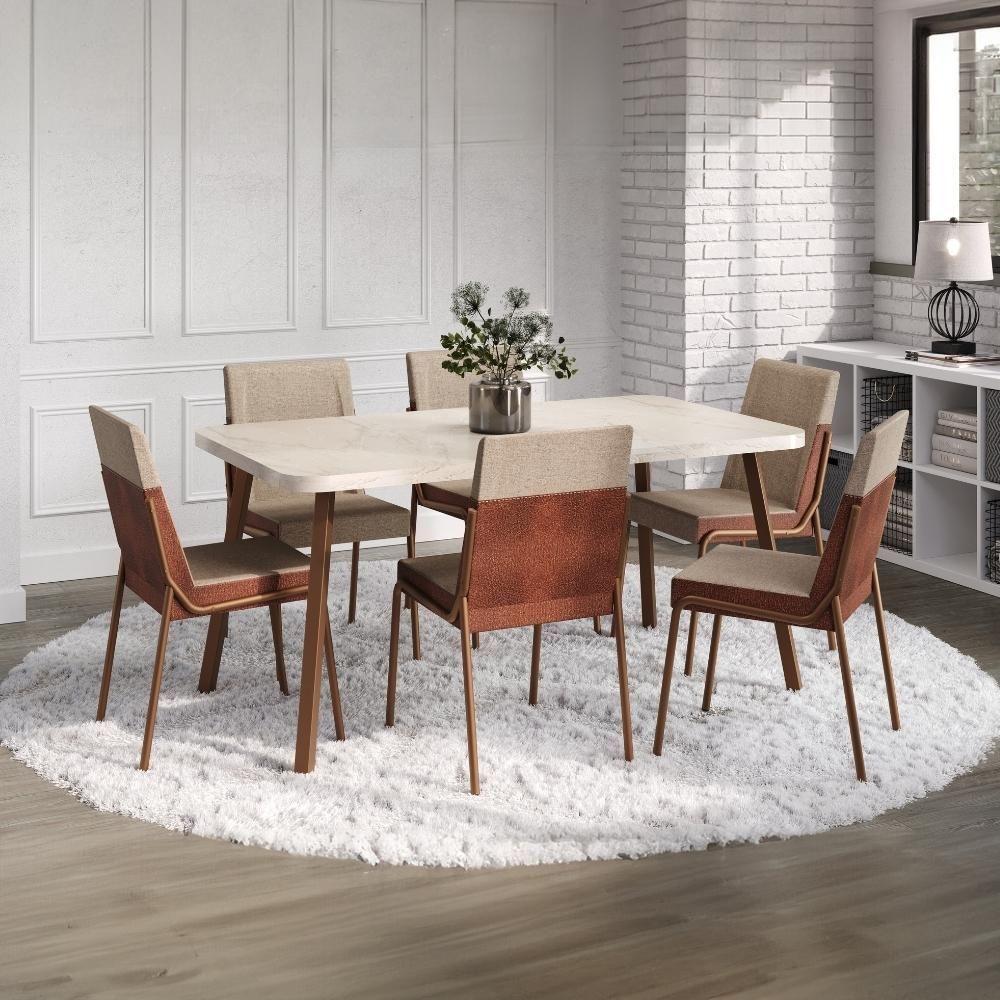 Conjunto Sala De Jantar 6 Cadeiras San Paolo Carraro Petra E Rosê - 1