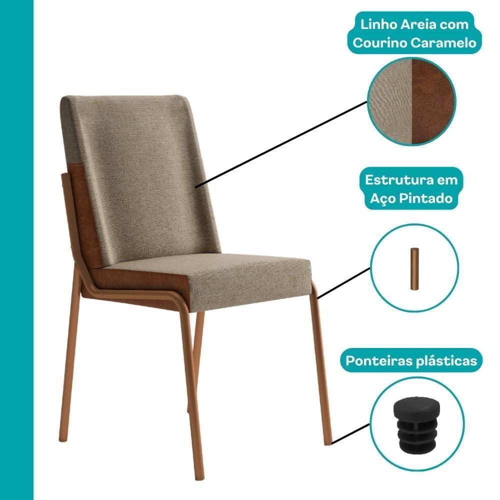 Conjunto Sala De Jantar 6 Cadeiras San Paolo Carraro Petra E Rosê - 2