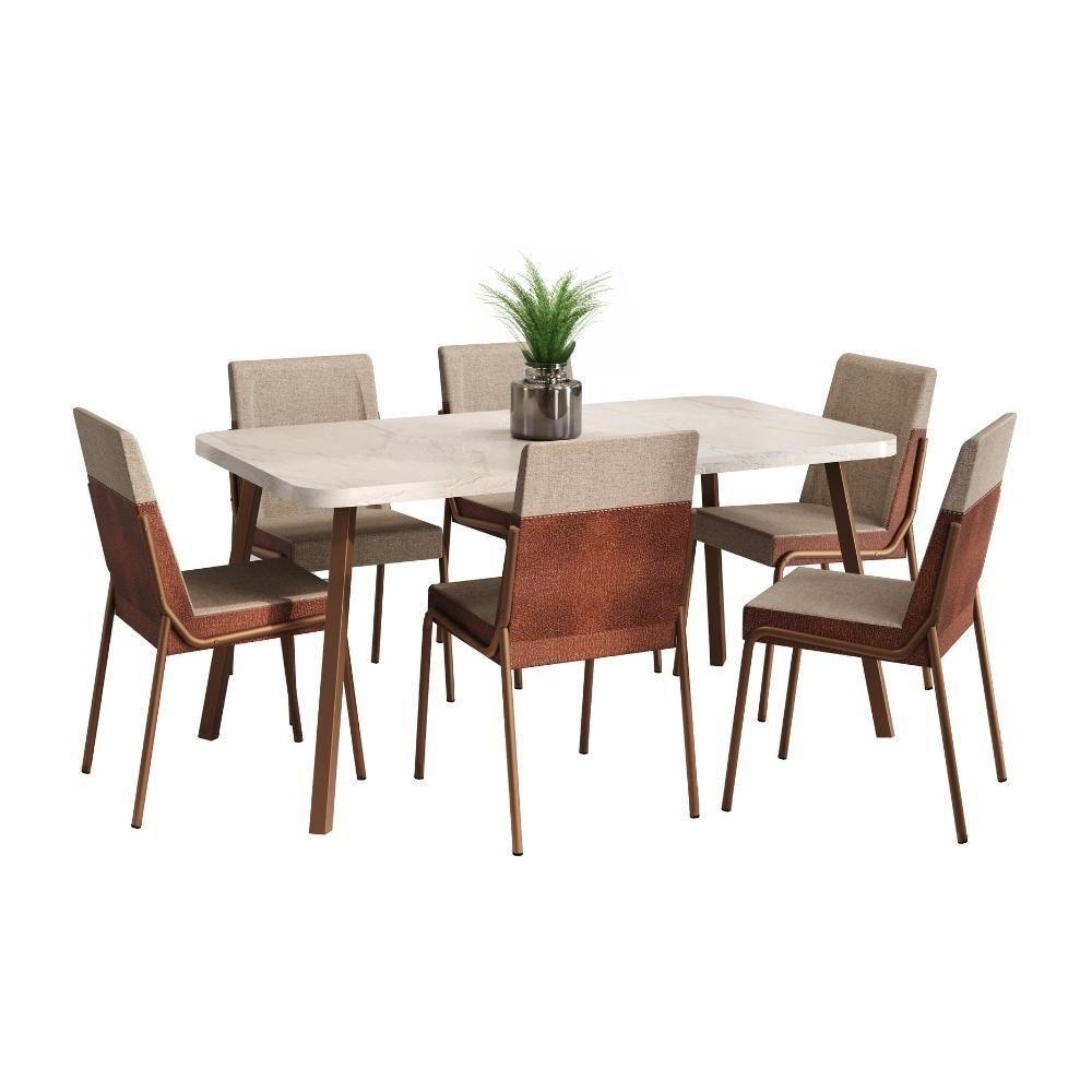 Conjunto Sala De Jantar 6 Cadeiras San Paolo Carraro Petra E Rosê - 8