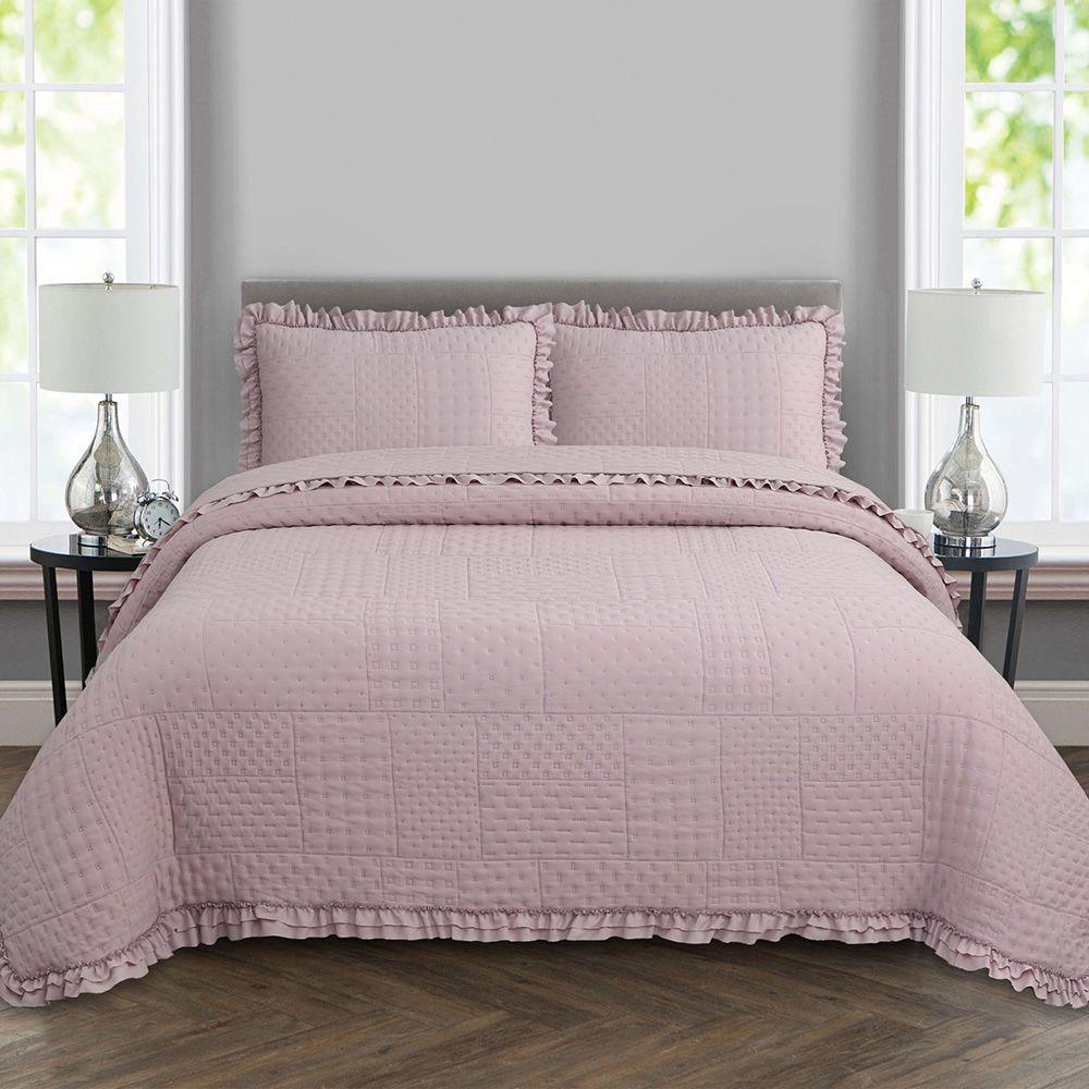 Kit Cobre Leito Colcha Bello Casal Dupla Face 3 Peças Rosê 100% Poliéster - 4