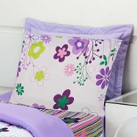 Kit Coordenado Edredom Com Lençol Solteiro Alegria Lilás 100% Poliéster - 3