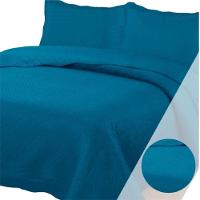 Colcha Casal Padrão Bella Dupla Face 03 Peças Azul Royal 100% Poliéster - 1