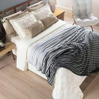 Coordenado Cobre Leito E Cobertor Fluflu Queen Ultrasoft Alto Relevo Dupla Face Cinza 100% Poliéster - 1