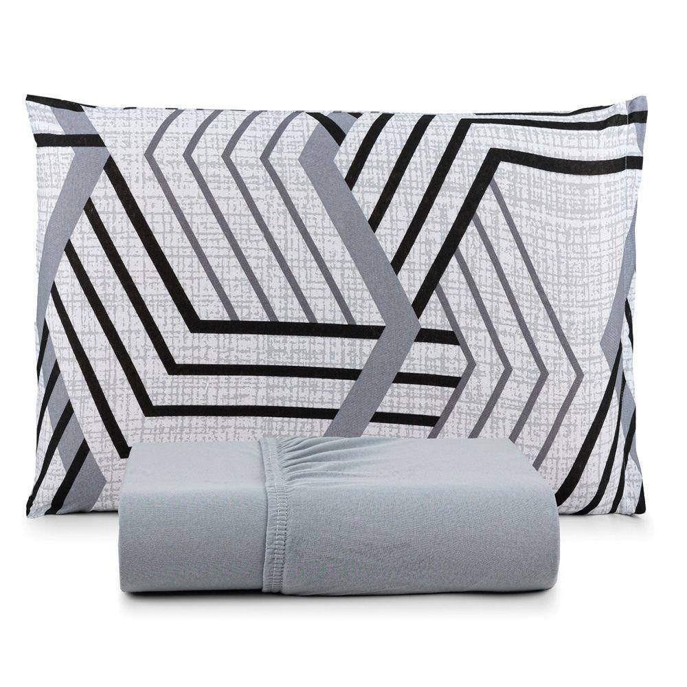 Jogo De Cama Lençol Sonho Bom Solteiro Em Malha Algodão 2 Peças Cinza 100% Algodão - 1