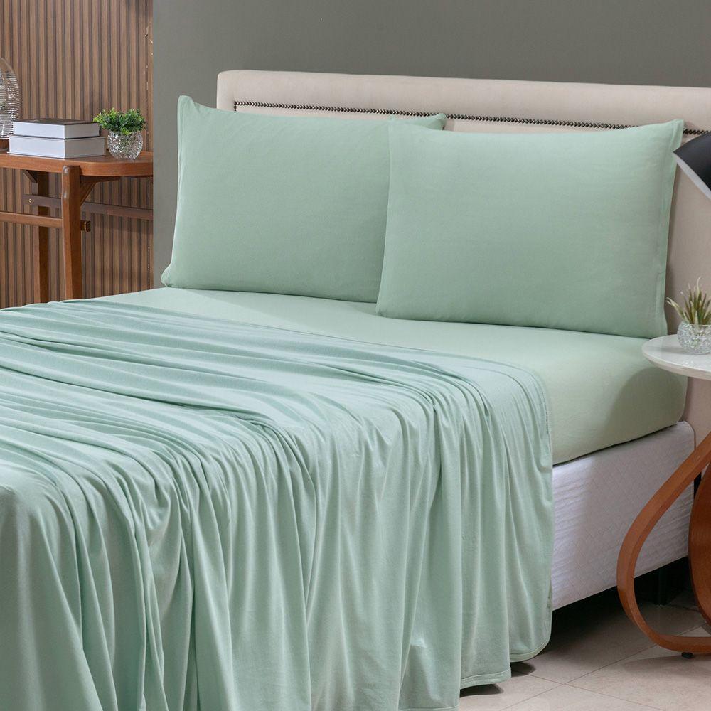 Jogo De Cama Lençol Sereno Queen Em Malha Algodão 4 Peças Verde 100% Algodão - 2