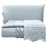 Jogo Cama Lençol Casa Scarpa Detail King Bordado Guipir Bordado Inglês Percal 300 Fios 4 Peças - Cinza - 1