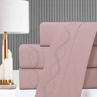 Jogo De Cama Lençol Queen Romantico Percal 300 Fios 4 Peças Rosê 100% Poliéster - 4