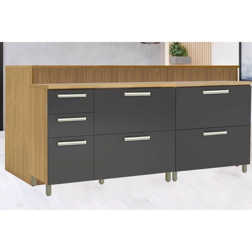 Balcão De Cozinha Modulado Burguesa Com 3 Portas E 4 Gavetas Freijó Branco - 2