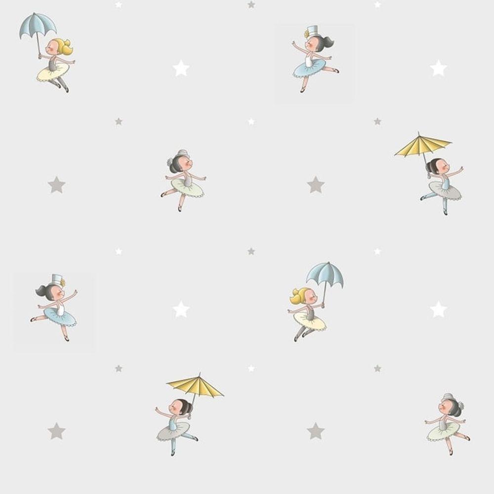 Papel De Parede Treboli Cinza Bailarinas 5821 - Rolo 10m X 0,53m - 1