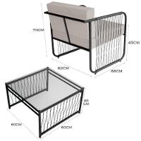 Conjunto 2 Poltronas E Mesa Centro Fibra Sintética Córdova Preto-branco - 2