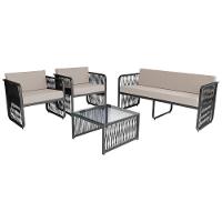 Conjunto 4 Peças Em Alumínio e Corda Náutica Santiago Preto branco - 1