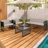 Conjunto 4 Peças Em Alumínio e Corda Náutica Santiago Preto branco - 2