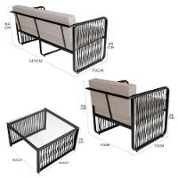 Conjunto 4 Peças Em Alumínio e Corda Náutica Santiago Preto branco - 3