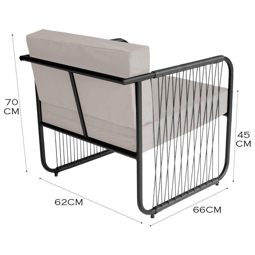 Conjunto 2 Poltronas área Externa Fibra Sintética Córdova Preto-branco - 2