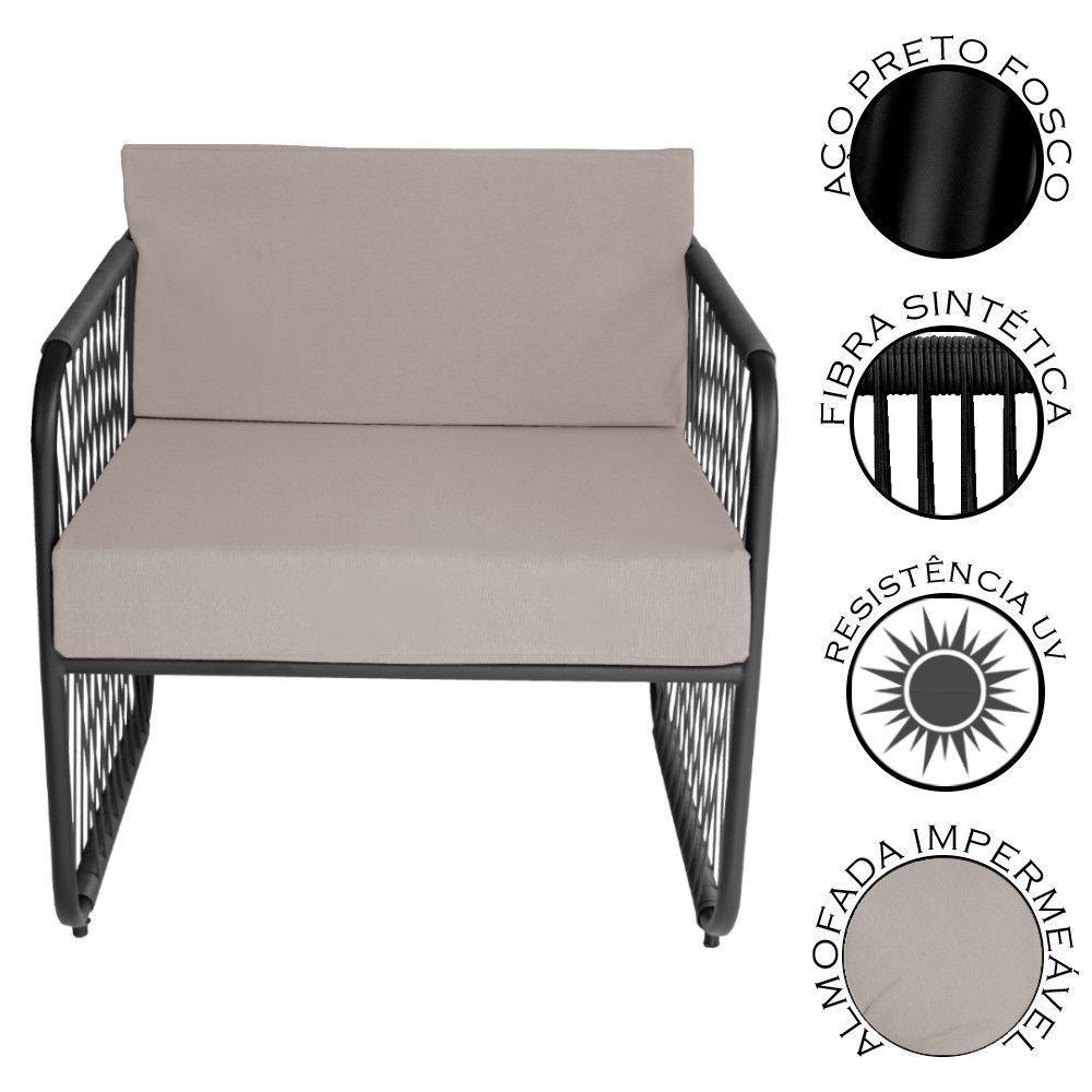 Conjunto 2 Poltronas área Externa Fibra Sintética Córdova Preto-branco - 3