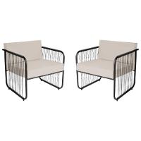 Conjunto 2 Poltronas área Externa Fibra Sintética Córdova Preto-branco - 1