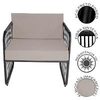 Conjunto 2 Poltronas área Externa Fibra Sintética Córdova Preto-branco - 3