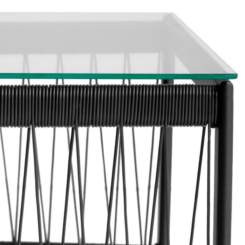 Conjunto 2 Poltronas E Mesa Centro Fibra Sintética Santiago Preto-branco - 6