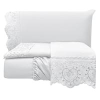 Jogo Lençol Casal Passione Bordado Inglês 4pç 100% Poliéster - Branco - 1