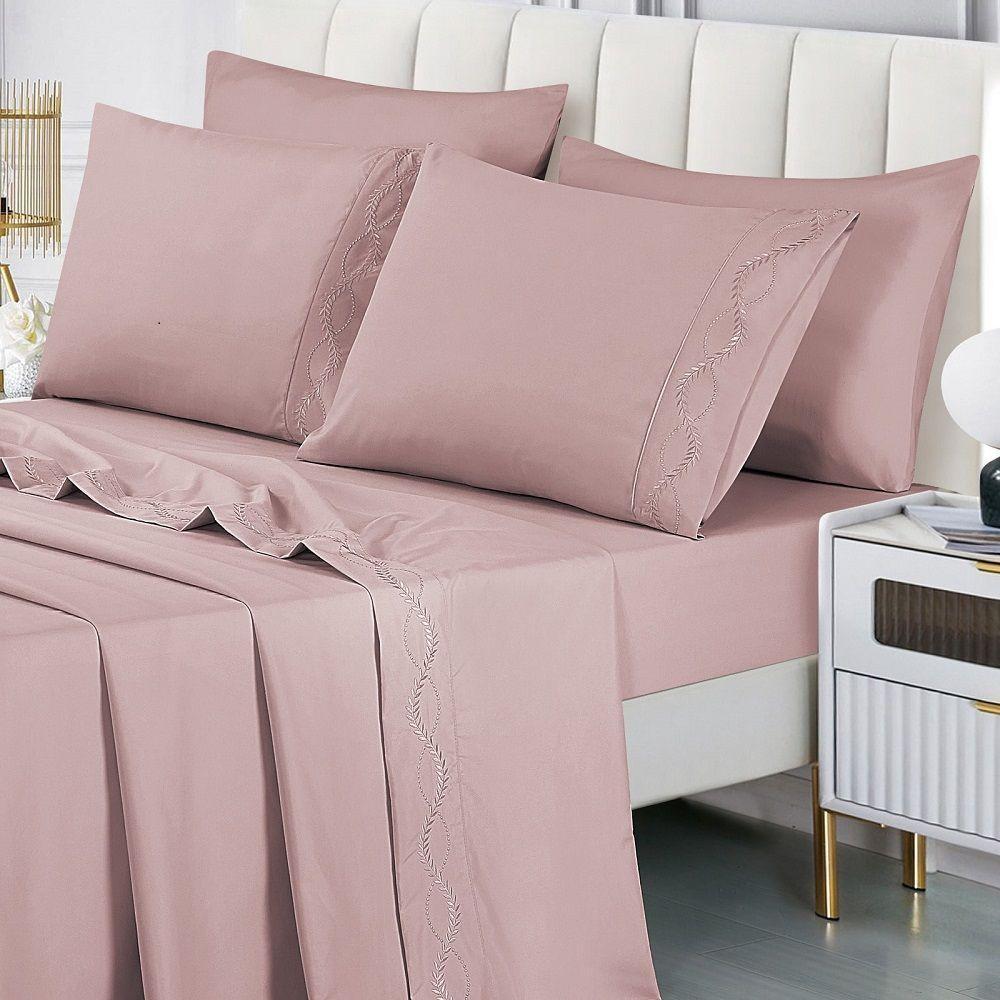 Jogo Lençol King Amore Bordado 4pç 100% Poliéster - Rosé - 3