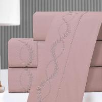 Jogo Lençol King Amore Bordado 4pç 100% Poliéster - Rosé - 2