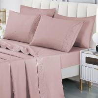 Jogo Lençol King Amore Bordado 4pç 100% Poliéster - Rosé - 3