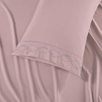 Jogo Lençol King Amore Bordado 4pç 100% Poliéster - Rosé - 4