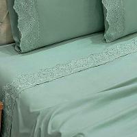 Jogo Lençol Casal Passione Bordado Inglês 4pç 100% Poliéster - Verde - 4