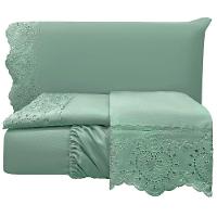 Jogo Lençol King Passione Bordado Inglês 4pç 100% Poliéster - Verde - 1