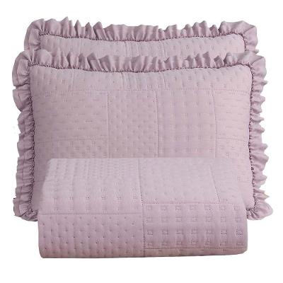 Colcha Babado Queen Fluffy 3 Peças s 100% Poliéster Rosé