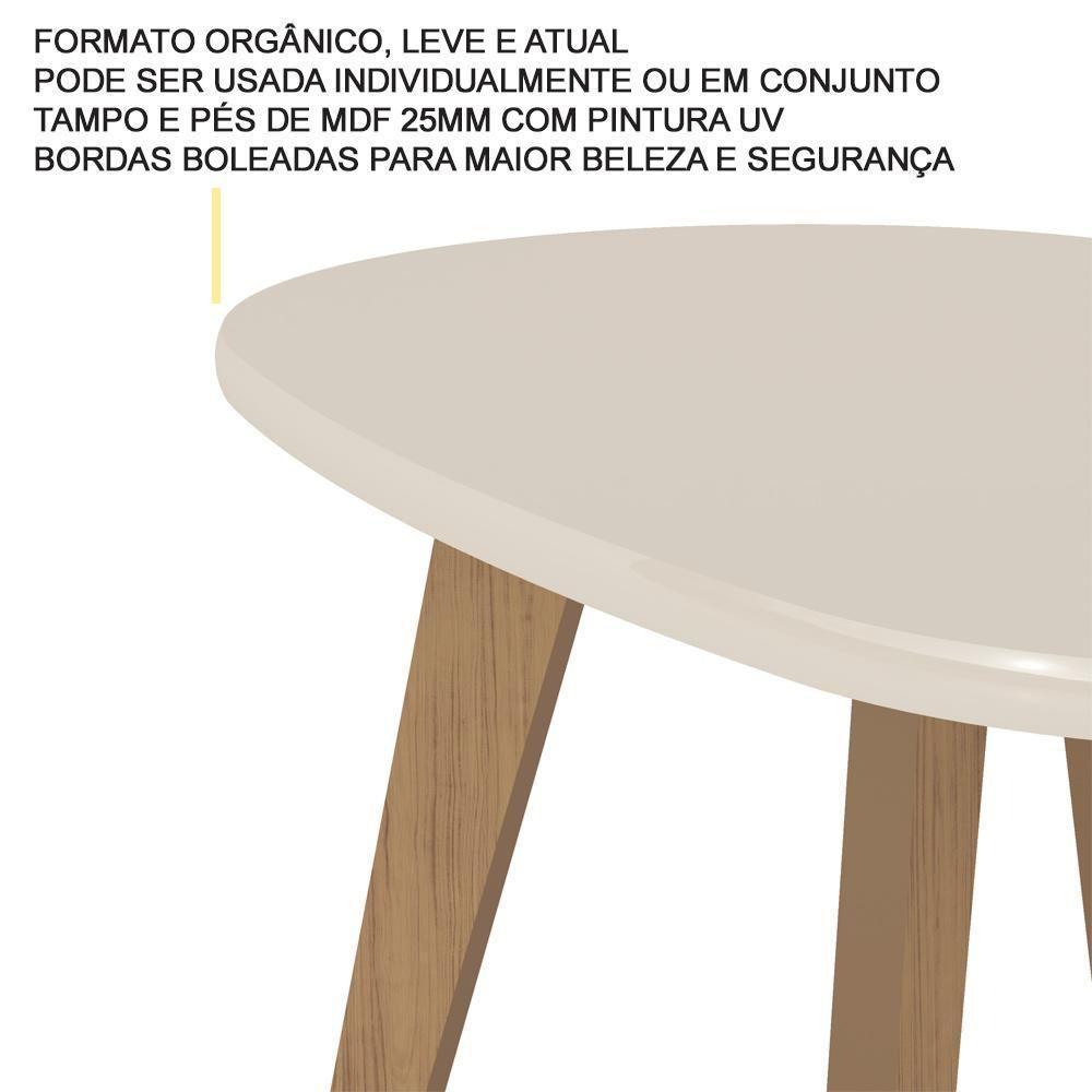 Mesa De Centro Mdf Tampo Curvo 91 Cm 4604 Off White Arly - 5