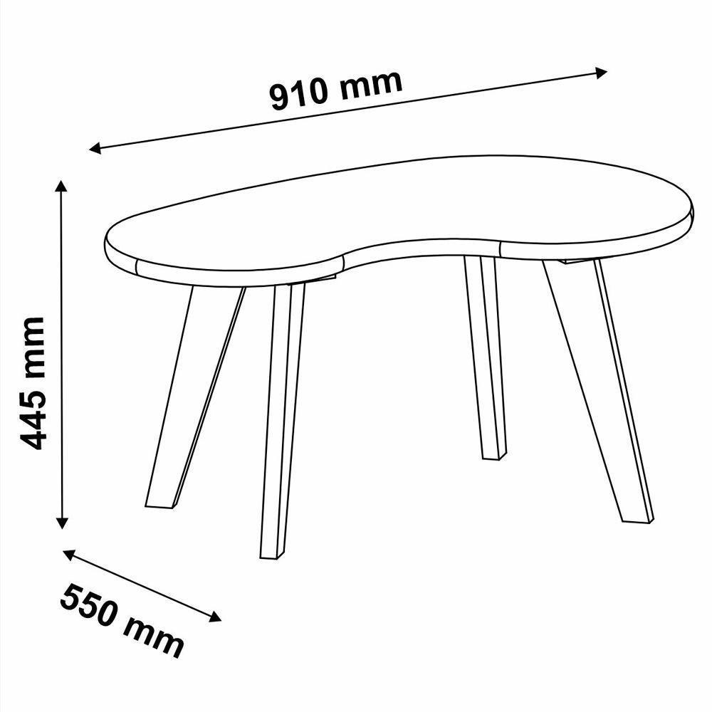 Mesa De Centro Mdf Tampo Curvo 91 Cm 4604 Off White Arly - 7