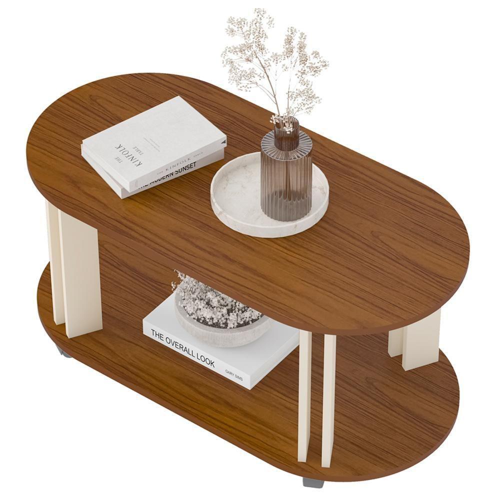 Mesa De Centro Mdf Sala De Estar 91 Cm 4619 Cedro Off White Arly - 2