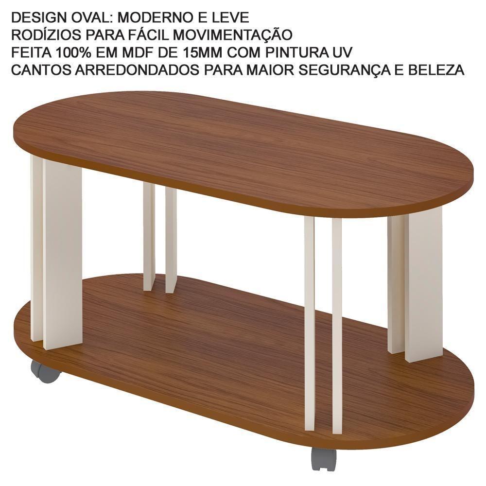 Mesa De Centro Mdf Sala De Estar 91 Cm 4619 Cedro Off White Arly - 3