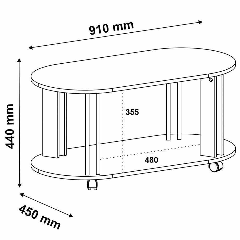 Mesa De Centro Mdf Sala De Estar 91 Cm 4619 Cedro Off White Arly - 6