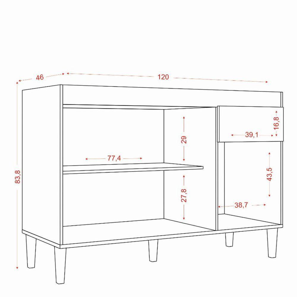 Balcão Para Cozinha 120cm 3 Portas 1 Gaveta Halena Atacama/off White - 5