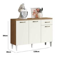 Balcão Para Cozinha 120cm 3 Portas 1 Gaveta Halena Atacama/off White - 3