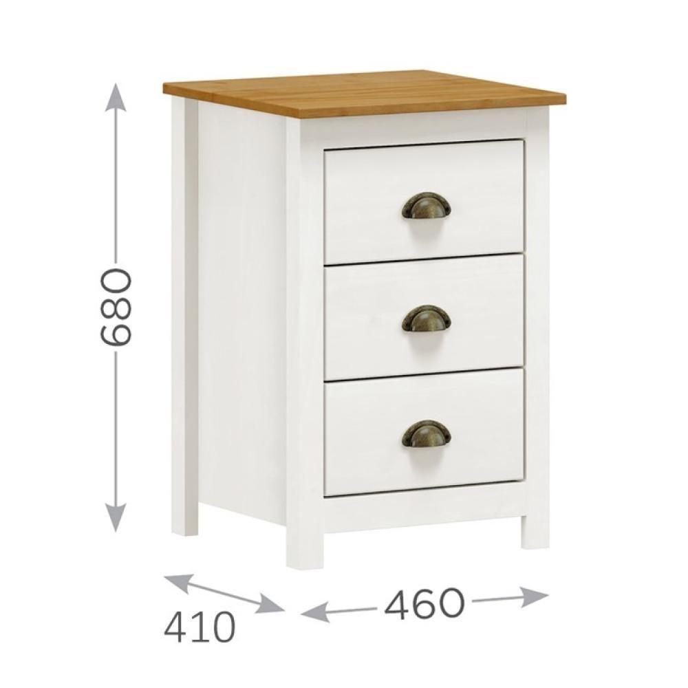 Mesa Cabeceira Em Madeira 3 Gavetas Linha Topázio - Branco/freijó - 3