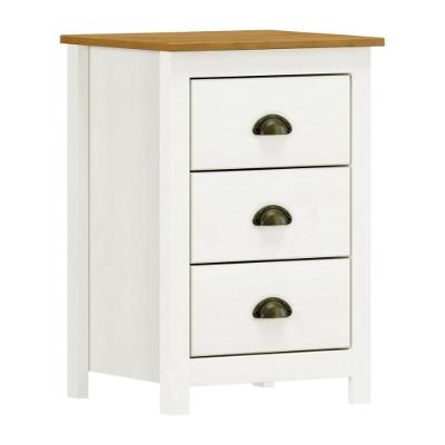 Mesa Cabeceira Em Madeira 3 Gavetas Linha Topázio - Branco/freijó
