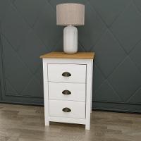 Mesa Cabeceira Em Madeira 3 Gavetas Linha Topázio - Branco/freijó - 2